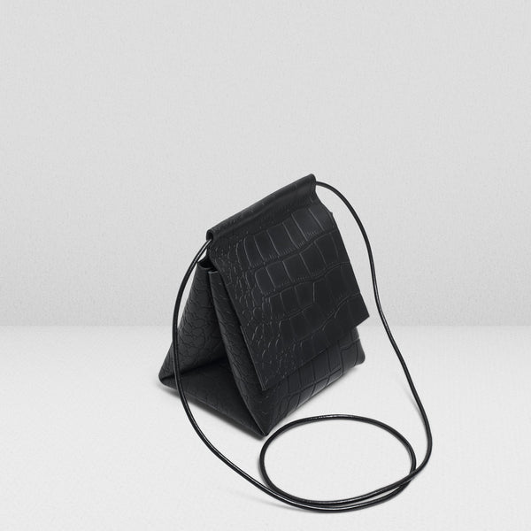 Pyramid Bag in Croc-effect Leather